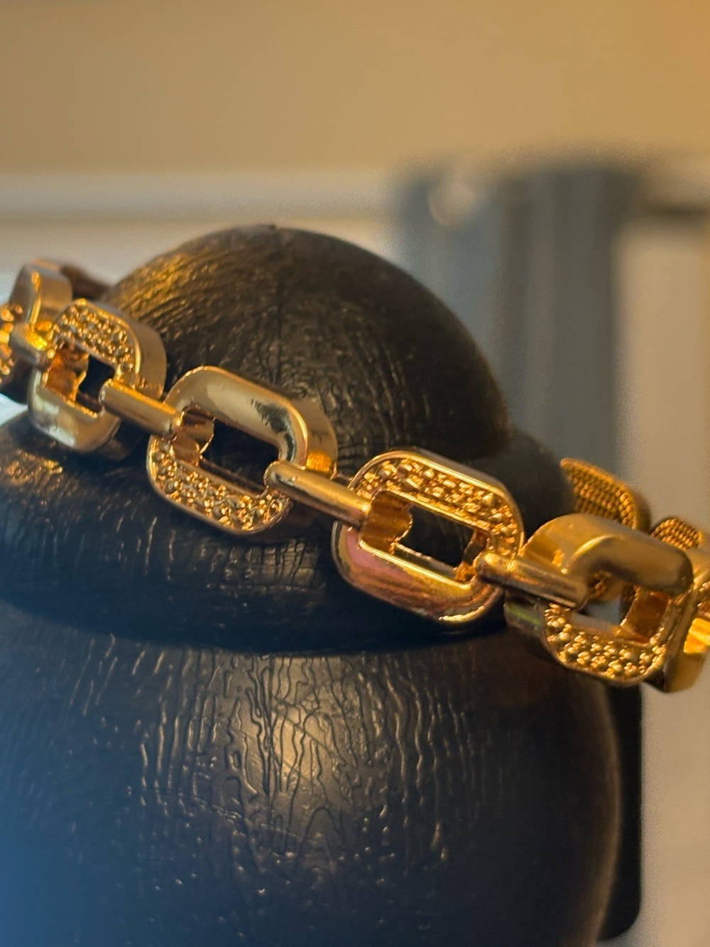 Gold Link Chain Bracelet with Pave Accents
